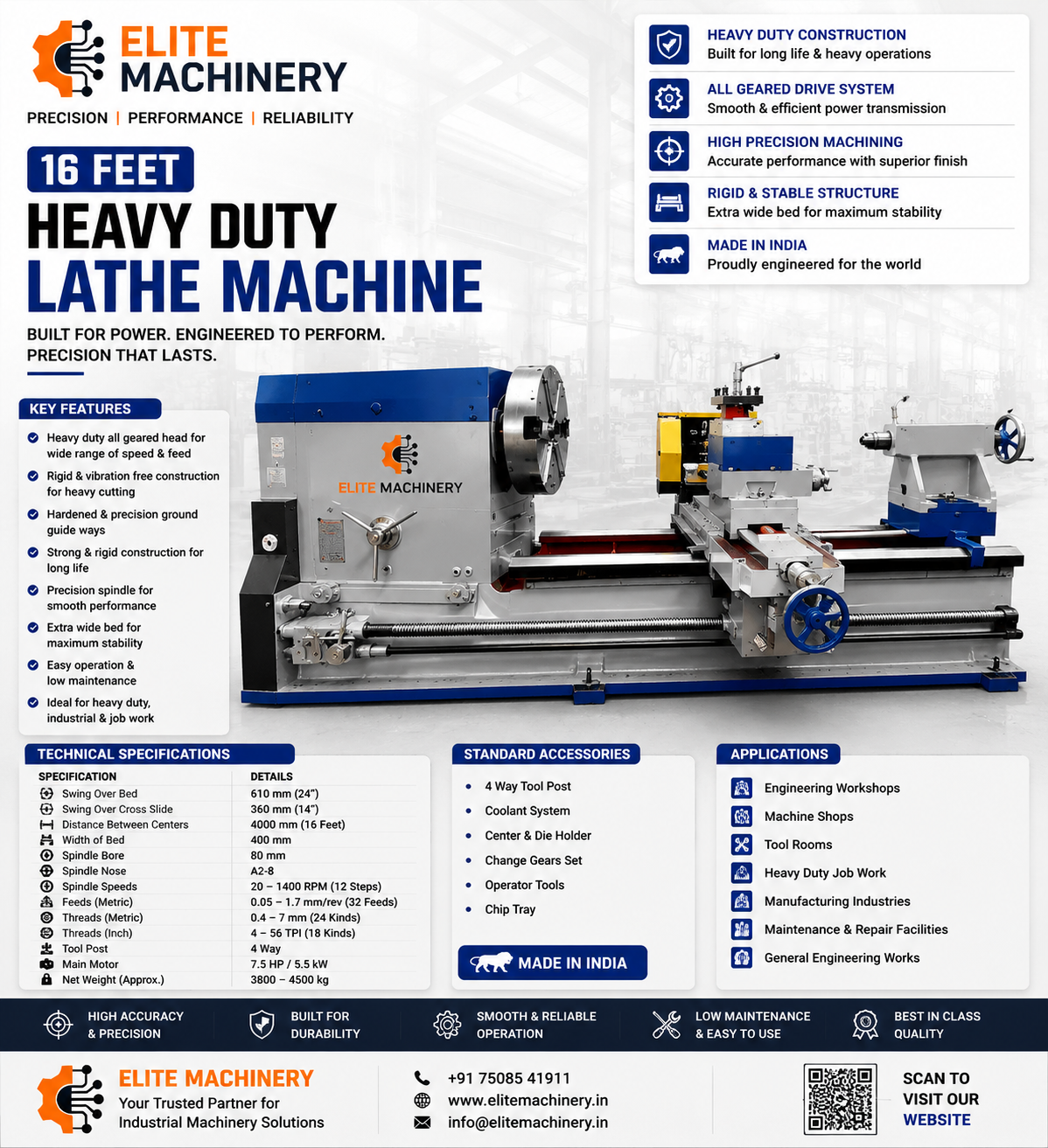 16 Feet Heavy Duty Lathe Machine - Image 2